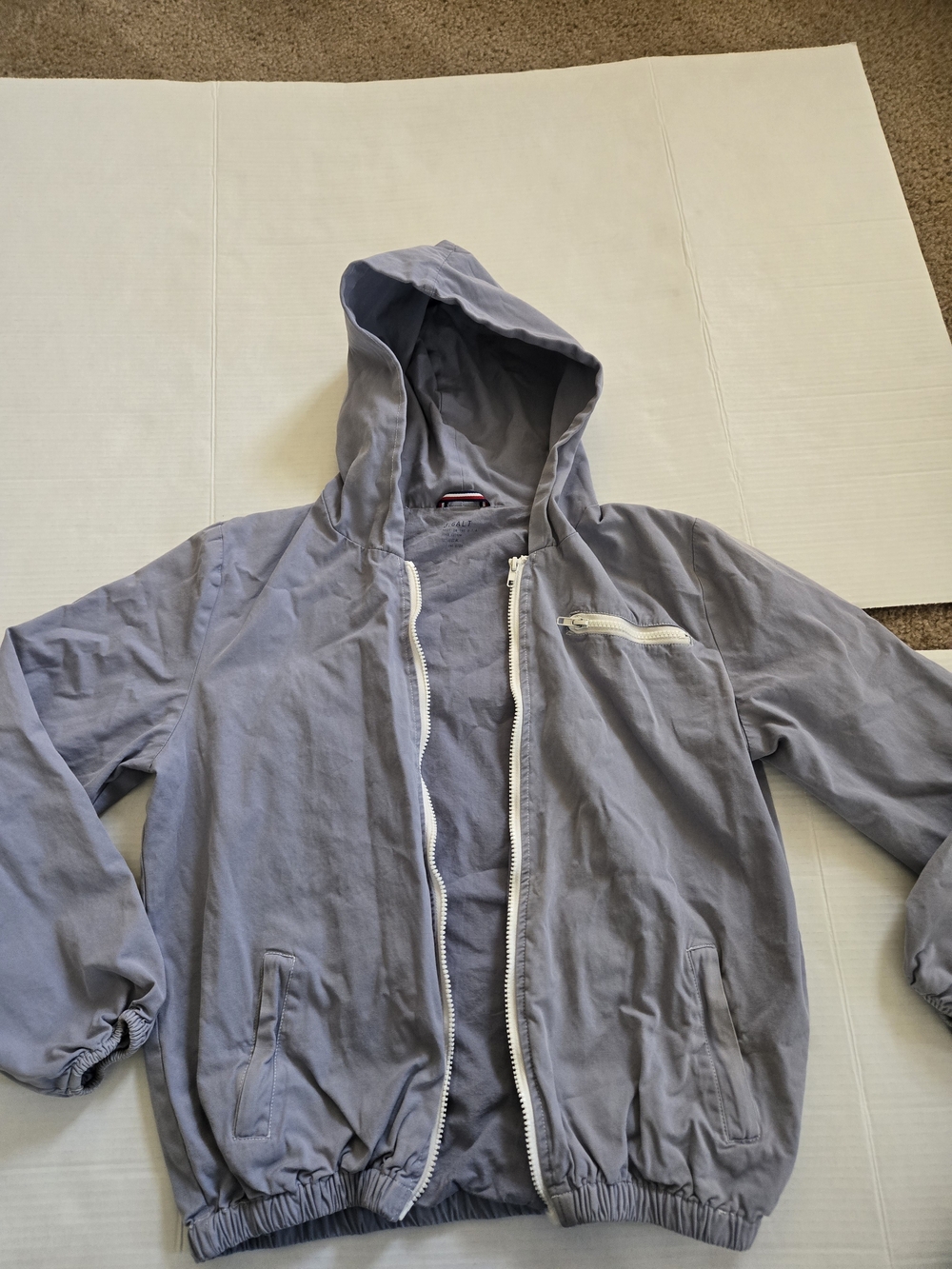 Light Gray Hooded Windbreaker Jacket - J.GALT